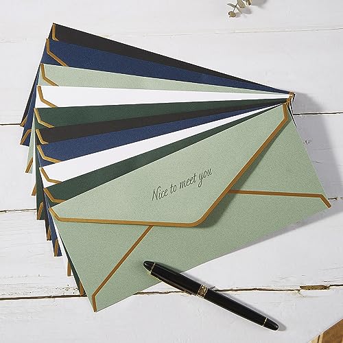 100 Pack #10 Business Envelopes with Gold Stickers, Navy Blue - color: Navy Blue