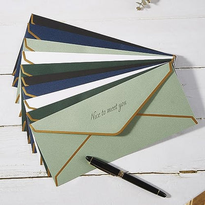 100 Pack #10 Business Envelopes with Gold Stickers, Dark Green - color: Dark Green