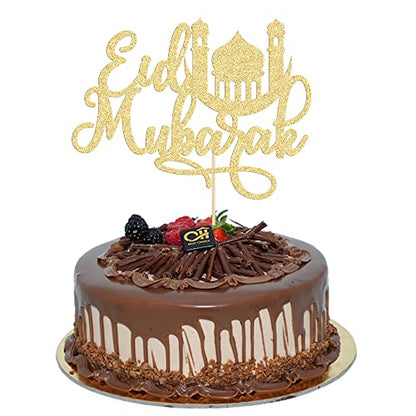 1 Pack Eid Mubarak Cake Topper Gold Glitter Moon Star Hajj Eid Cake Picks Islamic Muslim Festival Ramadam Kareem Party Cake Decorations Supplies - color: Gold-4