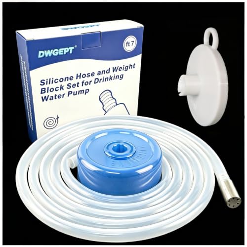Food Grade Silicone Hose for 5gallon Water Jug with Weight Block&Opener 7ft | Food Grade Replacement Silicone Tubing & Weighted Block with most USB 5 Gallon Water Jug Pump, keep stable water supply daily - size: 7 ft