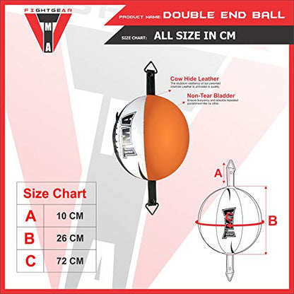 TMA Genuine Cow Hide Leather Double End Speed Ball Boxing Floor to Ceiling Punch Bag, Double End Bag, Double End Punching Bag, Boxing Ball, Punching Bag, Boxing Bag - color: White