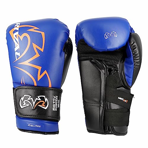 RIVAL Boxing RS11V Evolution Sparring Gloves, Extra-Thick 2” Padding, V-Strap Wrist Lock 2 System, Large Hand Compartment, and 15 Degree Angle Cuff - color: Blue, size: 18 oz.