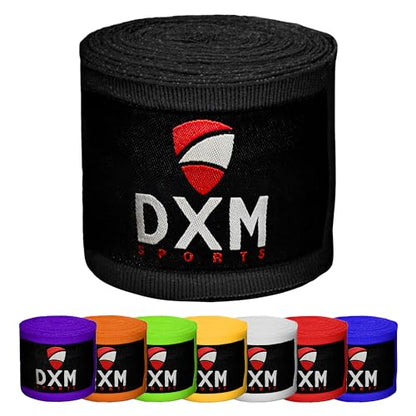 DXM SPORTS Boxing Hand Wraps Inner Gloves - 180 Inch Elasticated Thumb Loop Bandages - Kickboxing MMA Muay Thai Kickboxing Martial Arts Punching Training for Men Women - color: Black