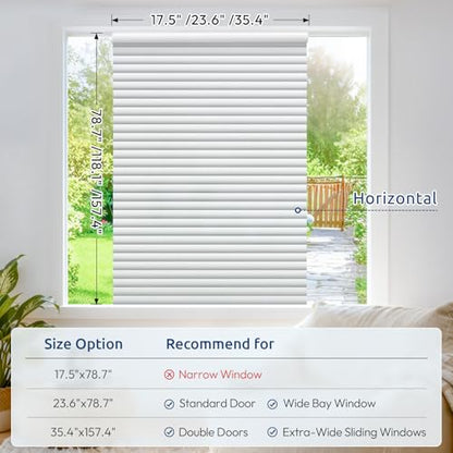 rabbitgoo Frosted Glass Window Privacy Film, Blinds Pattern, 23.6" x 157.4" | Faux Blinds Effect, All Day Bathroom Privacy Shield, Opaque Frosted Cover, Sun UV Blocking, Static Cling, for Home, Office - color: Blinds-liked, size: 23.6" x 157.4"