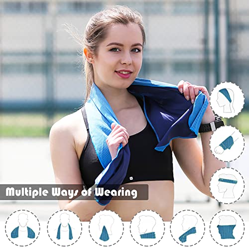 Pack of 20 Cooling Towel 40x12'' Ice Towel for Neck and Face Microfiber Chilly with Bag Breathable Yoga Gym Stay Cool Towels Sweat Rag for Workout Running Camping Pilates Beach, Light Blue - color: Light Blue