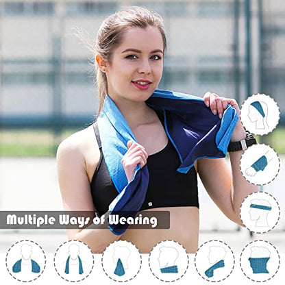 Pack of 20 Cooling Towel 40x12'' Ice Towel for Neck and Face Microfiber Chilly with Bag Breathable Yoga Gym Stay Cool Towels Sweat Rag for Workout Running Camping Pilates Beach, Light Blue - color: Light Blue