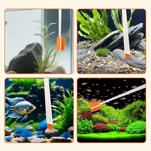 Small Fish Tank Cleaner Brush, Algae Scraper for Aquarium, Glass Aquarium Cleaning Tool, Fish Tank Cleaner Adapted for Glass and Acrylic Aquariums (Longer) - color: Orange Longer
