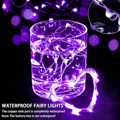 8 Pack Purple Fairy Lights 7Ft 20 LED Twinkle String Lights 3 Modes Battery Operated Waterproof Firefly Starry for Mason Jar Wedding Halloween Christmas Valentines Day Party Table Centerpieces - color: Purple, size: 8