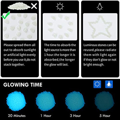 1000pcs Glow in The Dark White Stones Luminous Stones Glow in The Dark Rocks Outdoor White Rocks Luminous Stones for Fish Tank Aquarium Driveway Walkway,White - size: 1000, style: White