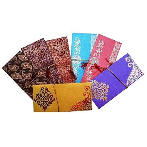 Lightahead Gift Envelope Card Money Holder Fancy Packet for Wedding Anniversary Christmas and Other Festive Occasions Set of 5 Assorted Colors & Design (Set of 5)