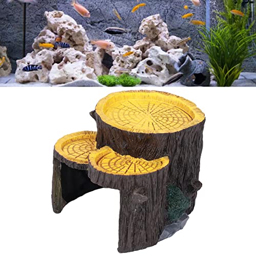 1 Piece Artificial Aquarium Stump, Resin, Food Platform, Stable, Realistic Design, Terrarium Cave Ornament for Shelter