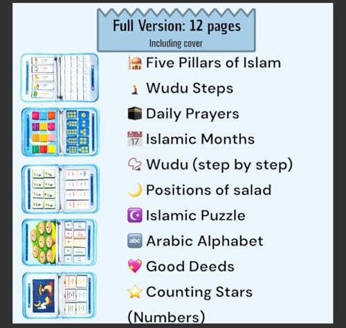 Megan's Toys Islamic Quiet Book for Kids Ages 3+ - Montessori Muslim Learning Toy, Felt Busy Book to Learn Wudu, Salah, 5 Pillars and Arabic Alphabet, Ramadan Eid Gift