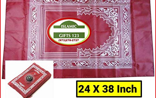 Portable Pocket Prayer Mat Muslim Travel Praying Rug Islamic Prayer Rug Islamic Wedding Favor Islamic Favors Islamic Gifts Eid Gifts(1, Burgundy) - color: Burgundy