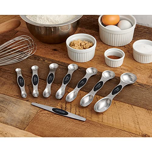 Mrs. Anderson’s Baking Dual-Sided Magnetic Measuring Spoons and Leveler, Heavyweight Stainless Steel, 8-Piece Set - style: Dual-Sided, Magnetic