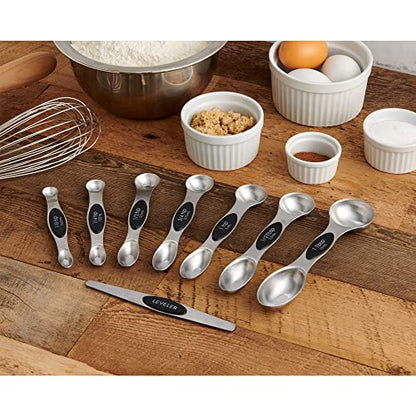 Mrs. Anderson’s Baking Dual-Sided Magnetic Measuring Spoons and Leveler, Heavyweight Stainless Steel, 8-Piece Set - style: Dual-Sided, Magnetic