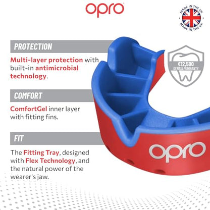 Opro Silver Self-Fit Mouthguard - color: Red/Dark Blue, size: Youth (Under 10)