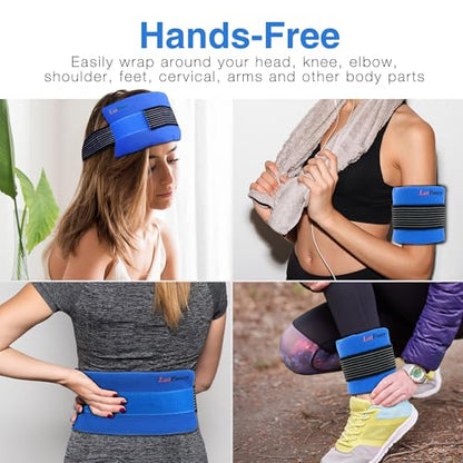 LotFancy Ice Packs for Injuries Reusable, 2 Gel Packs Wrap for Knee Head Neck Ankle Wrist Elbow Foot Legs Back Joint Pain Relief, Hot Cold Therapy for Surgery Recovery, First Aid - style: 11x5in(2 Packs with Wrap)