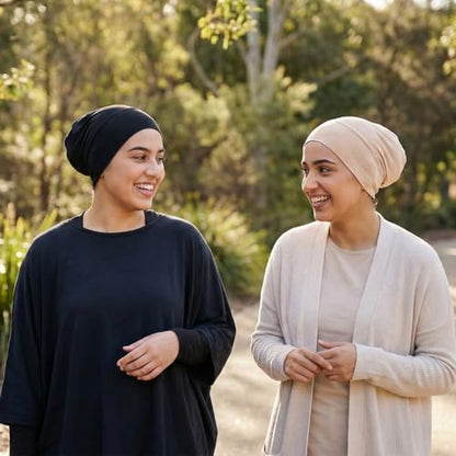 3 Pcs Women Hijab Undercap, Non Slip Hijab Cap, Solid Color Undercap Under Scarf for Women (Black, White, Khaki)