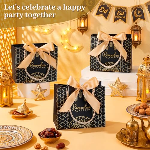 Marspark 60 Pcs Eid Mubarak Decorations for Eid al-Adha, Islamic Party Supplies Set, Muslim Festival Home Decor, Reusable Gift Bags for Family, Table & Indoor Celebration Decoration Kit - style: Eid Mubarak