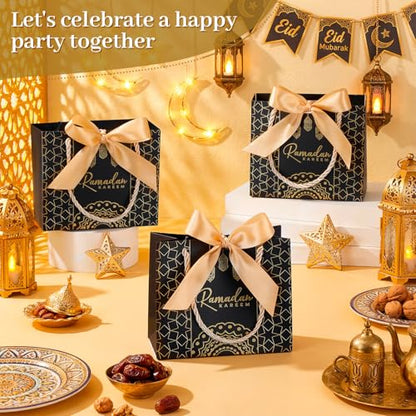 Marspark 60 Pcs Eid Mubarak Decorations for Eid al-Adha, Islamic Party Supplies Set, Muslim Festival Home Decor, Reusable Gift Bags for Family, Table & Indoor Celebration Decoration Kit - style: Eid Mubarak