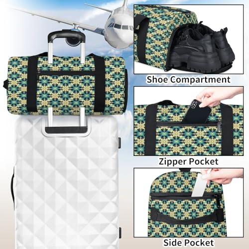 Islamic Ethnic Theme Sport Duffel Bag with Shoes Compartment Overnight Weekender Travel Bag Tote Gym Luggage Organizer Duffel Bags for Women Men