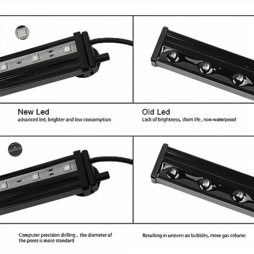 9.05 inch Submersible Aquarium Light, Fish Tank Light with Air Bubble Hole, RGB Color Changing Brightness Adjustable IP68 Waterproof Remote Control LED Light for Aquarium Fish Tank - size: 9.05 inch Air Bubble Hole