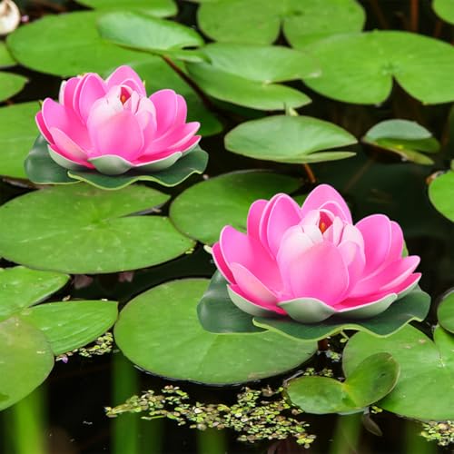 Cabilock 5PCS Floating Lotus Flowers, Artificial Pond Pool Decor - color: Pink