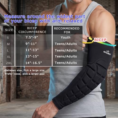 Padded Elbow Forearm Sleeves 2 Pack Compression Crashproof Arm Pads - size: Medium