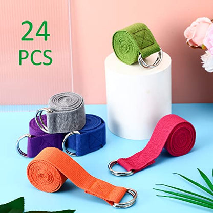 Leyndo Yoga Strap Stretching Pilates Exercise Adjustable Straps 6 ft Non Elastic Yoga Belt with Adjustable D Ring Buckle for Pilates Gym Workouts Fitness - color: Bright