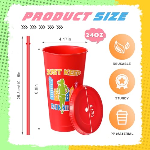 Chuangdi 12 Pcs Cross Country Party Plastic Cups for Marathon Runners, 24 oz Reusable Running Tumblers Bulk Gift for Track and Field Team Accessories Cross Country Party Favors Supplies Decors - style: Cross Country