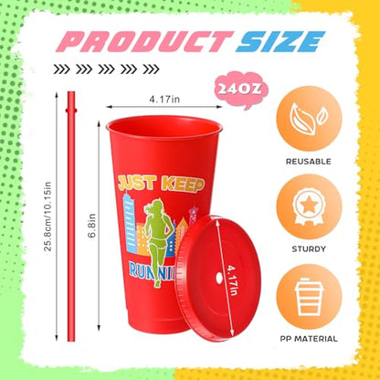 Chuangdi 12 Pcs Cross Country Party Plastic Cups for Marathon Runners, 24 oz Reusable Running Tumblers Bulk Gift for Track and Field Team Accessories Cross Country Party Favors Supplies Decors - style: Cross Country