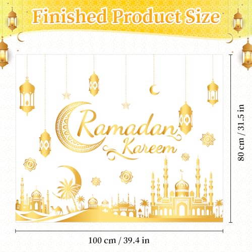 Ramadan Decorations for Home Ramadan Kareem Wall Stickers Islamic Muslim Wall Decals with Lantern Moon Star Designs Eid Mubarak Arabic Party Decor for Living Room Bedroom Window
