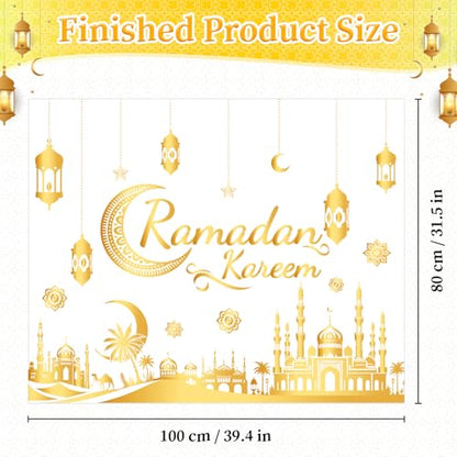 Ramadan Decorations for Home Ramadan Kareem Wall Stickers Islamic Muslim Wall Decals with Lantern Moon Star Designs Eid Mubarak Arabic Party Decor for Living Room Bedroom Window