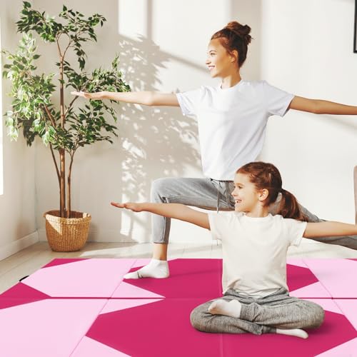 Giantex 4'x10'x 2" Gymnastics Mat, 4-Panel Folding Aerobics Exercise Mat w/Hook & Loop Fastener, Carrying Handle, Portable Tumbling Mat for Stretching Yoga Cheerleading Martial Arts