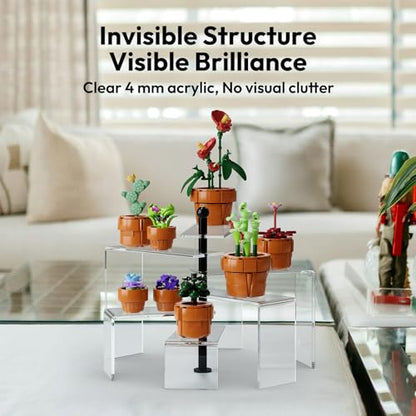 NIUBEE Acrylic Risers Display Stands, 6 Tier Rotating Clear Display Risers for Miniature, Mini Funko Pop, Amiibo, Figures,Jewelry, Perfume, Dessert