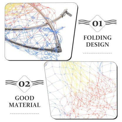 Healifty Fishing Catching Tool Stainless Steel Mesh Basket 40cm Diameter Foldable Replacement Net Head with 8mm Connector for Freshwater and Saltwater Fishing