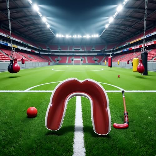 Red Mouth Guard, Sports Mouth Guard Mouthguard for Football, Basketball, Hockey, MMA, Boxing, Jiu Jitsu, Adult & Youth Red&White Adults Mouthguards