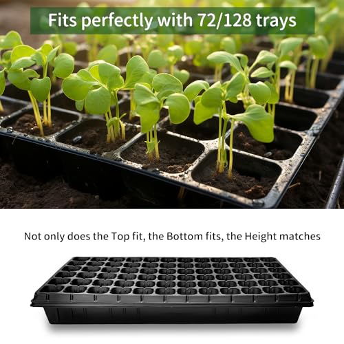 RooTrimmer Growing Trays, 1020 Plant Nursery Trays Heavy Duty Seed Starter Flat Seedling Tray for 72/128 Cell Plug Tray Transplant Growing Microgreens (21"×11", 10 Pack, 1.6" Deep, Without Holes) - size: TD538-10P-Black
