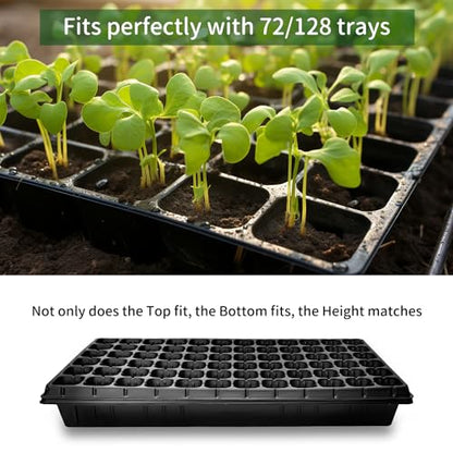 RooTrimmer Growing Trays, 1020 Plant Nursery Trays Heavy Duty Seed Starter Flat Seedling Tray for 72/128 Cell Plug Tray Transplant Growing Microgreens (21"×11", 10 Pack, 1.6" Deep, Without Holes) - size: TD538-10P-Black