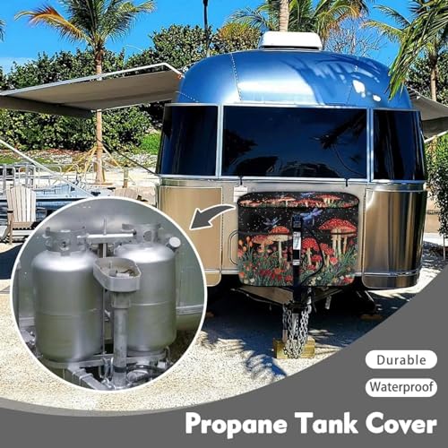 Red Mushroom Travel Trailer Propane Tank Cover Waterproof Propane Gas Tank Cover Sun Protection with Zipper Four Seasons General - color: Red Mushroom, size: S(20LB)