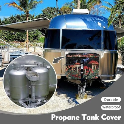 Red Mushroom Travel Trailer Propane Tank Cover Waterproof Propane Gas Tank Cover Sun Protection with Zipper Four Seasons General - color: Red Mushroom, size: S(20LB)