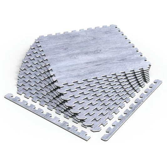 Décor by NÖRSK Reversible Interlocking Faux Wood Foam Floor Tiles, 24 X 24 X .47", 4-Pack, 16 Square Feet, Stone Gray/Black - color: Stone Gray/Black, size: 4 Tiles - 16 Sq. Ft.
