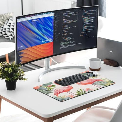 Large Size Gaming Mouse Pad Flamingos and Flowers Desk Mat Non-Slip Base Waterproof Desktop Writing Pad for Office Home - color: Flamingos and Flowers, size: 40X75cm