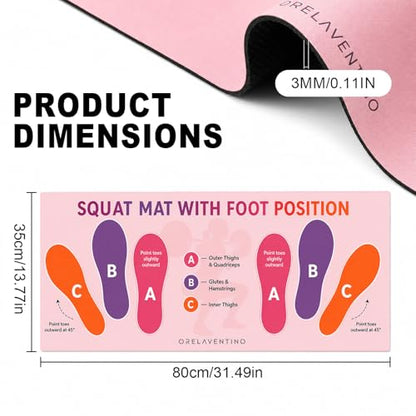 Squat Mat with Foot Position,Non-Slip Workout Mat for Squat & Leg Exercises - color: Rose