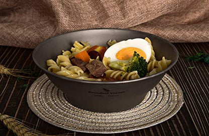 Boundless Voyage Ultralight Titanium Bowl Pan Plate Dish with Carry Bag Outdoor Camping Portable Tableware Cookware (Ti15164B (600ml Bowl)) - color: Ti15164B (600ml Bowl)