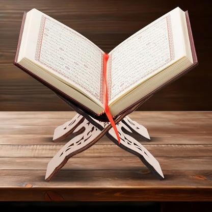BESTYASH Detachable Wooden Book Holder Bible Stand Decorative Quran Display Rack for Islam Eid Table Reading Organizer