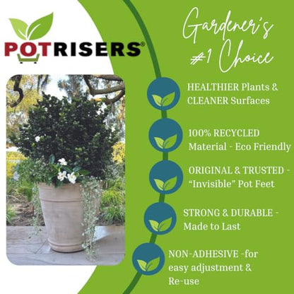 16 Pack Standard 1" Wide x 1/2" Tall | Invisible Pot Feet & Plant Risers | Drainage & Airflow for Planters, Pots, Garden Decor | Patios, Decks, Gardens