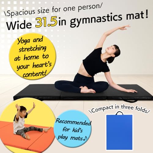 KaRaDaStyle Gymnastics Mat Folding Stretch Mats 71"x31"x2" Exercise Muscle Training Children Play Horizontal Bar Mat Yoga Sports Soundproof Home Use - color: Green/3-fold