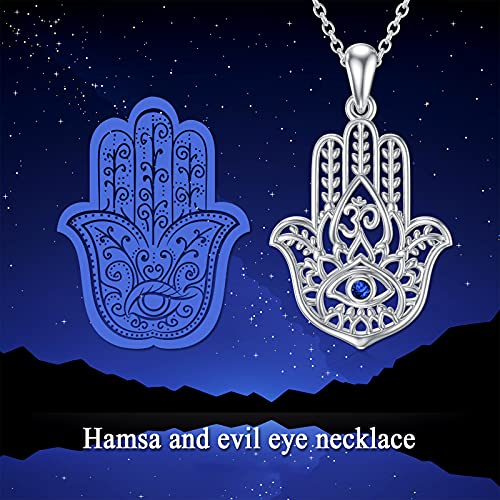 PROESS 925 Sterling Silver Hamsa/Allah Necklace Evil Eye Amulet Jewelry Gifts for Men Women - style: hamsa fatima necklace