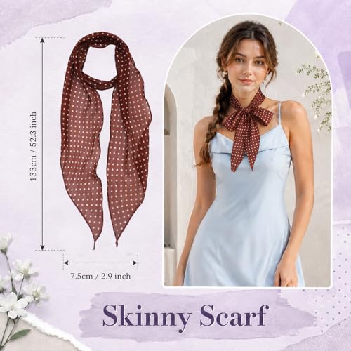 Polka Dot Scarf for Women, Chiffon Womens Scarves for Travel Date - color: Burgundy